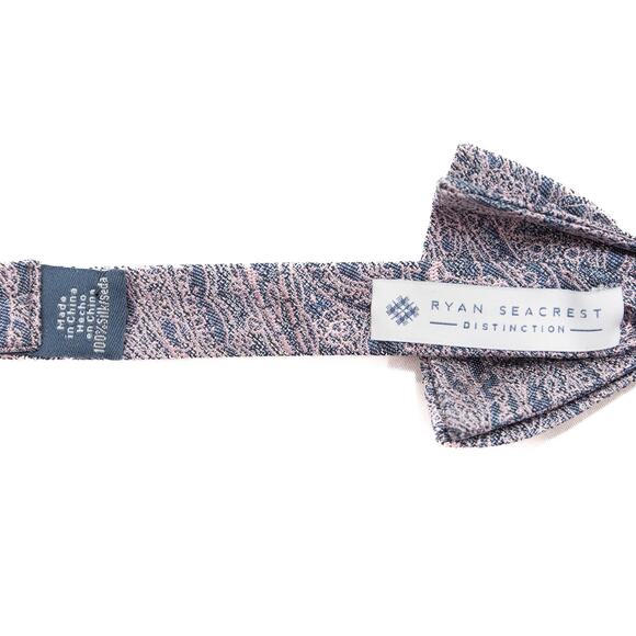 Ryan Seacrest Adjustable Pink & Blue Paisley 100% Silk Bow Tie - Picture 5 of 7
